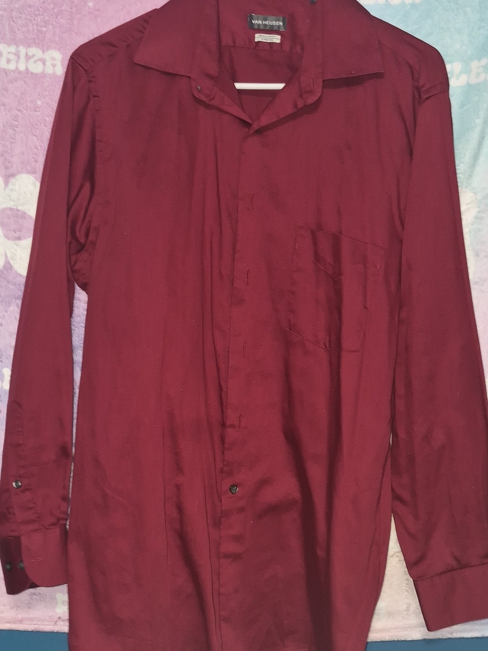 Van Heusen Men's Long Sleeve Dress Shirt - Burgundy